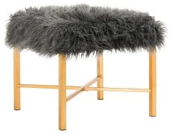 Horace Faux Sheepskin X- Square Bench In Grey - Safavieh FOX6267A 11 Horace Faux Sheepskin X- Square Bench In Grey - Safavieh FOX6267A -Safavieh Homeware 187 fox6267a side