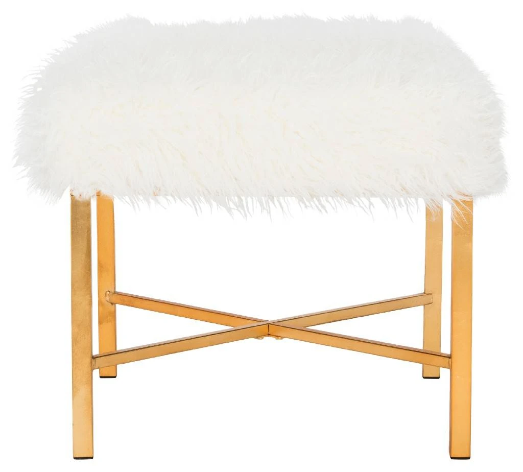 Horace Faux Sheepskin X- Square Bench In White - Safavieh FOX6267B 4 Horace Faux Sheepskin X- Square Bench In White - Safavieh FOX6267B - Image 2