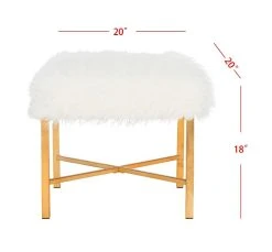 Horace Faux Sheepskin X- Square Bench In White - Safavieh FOX6267B 11 Horace Faux Sheepskin X- Square Bench In White - Safavieh FOX6267B -Safavieh Homeware 187 fox6267b front