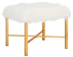 Horace Faux Sheepskin X- Square Bench In White - Safavieh FOX6267B 13 Horace Faux Sheepskin X- Square Bench In White - Safavieh FOX6267B -Safavieh Homeware 187 fox6267b side