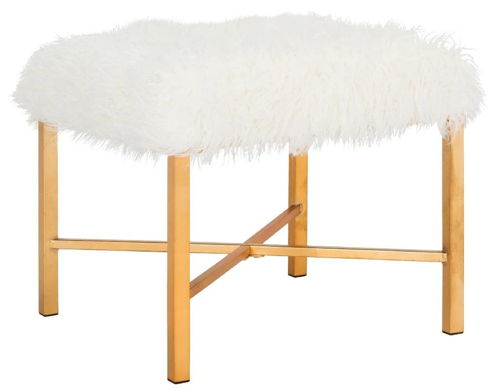 Horace Faux Sheepskin X- Square Bench In White - Safavieh FOX6267B 8 Horace Faux Sheepskin X- Square Bench In White - Safavieh FOX6267B - Image 6