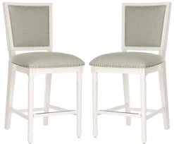 Buchanan Rectangle Counter Stool In Light Grey/Cream/Distressed White - Safavieh FOX6271A-SET2