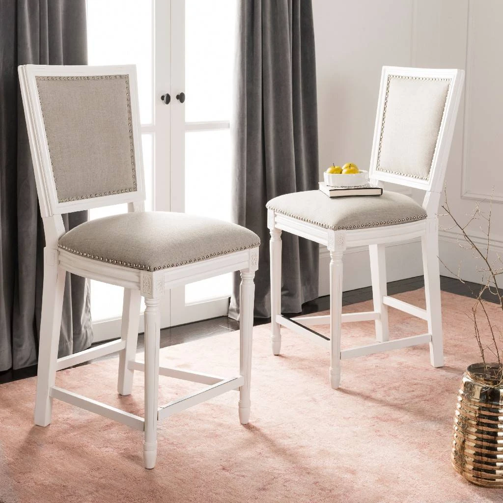 Buchanan Rectangle Counter Stool In Light Grey/Cream/Distressed White - Safavieh FOX6271A-SET2 4 Buchanan Rectangle Counter Stool In Light Grey/Cream/Distressed White - Safavieh FOX6271A-SET2 - Image 2