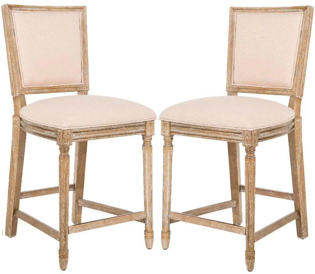 Buchanan Rectangle Counter Stool In Beige/Rustic Oak - Safavieh FOX6271B-SET2 3 Buchanan Rectangle Counter Stool In Beige/Rustic Oak - Safavieh FOX6271B-SET2