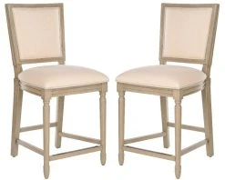 Buchanan Rectangle Counter Stool In Light Beige/Rustic Grey - Safavieh FOX6271D-SET2