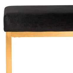 Rowan Contemporary Glam Velvet Square Ottoman In Black - Safavieh FOX6288A -Safavieh Homeware 187 fox6288a detail