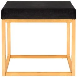 Rowan Contemporary Glam Velvet Square Ottoman In Black - Safavieh FOX6288A -Safavieh Homeware 187 fox6288a front