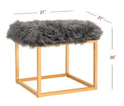 Rowan Contemporary Glam Faux Sheepkin Square Ottoman In Grey - Safavieh FOX6288B 11 Rowan Contemporary Glam Faux Sheepkin Square Ottoman In Grey - Safavieh FOX6288B -Safavieh Homeware 187 fox6288b side