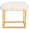 Rowan Contemporary Glam Faux Sheepkin Square Ottoman In White - Safavieh FOX6288C -Safavieh Homeware 187 fox6288c