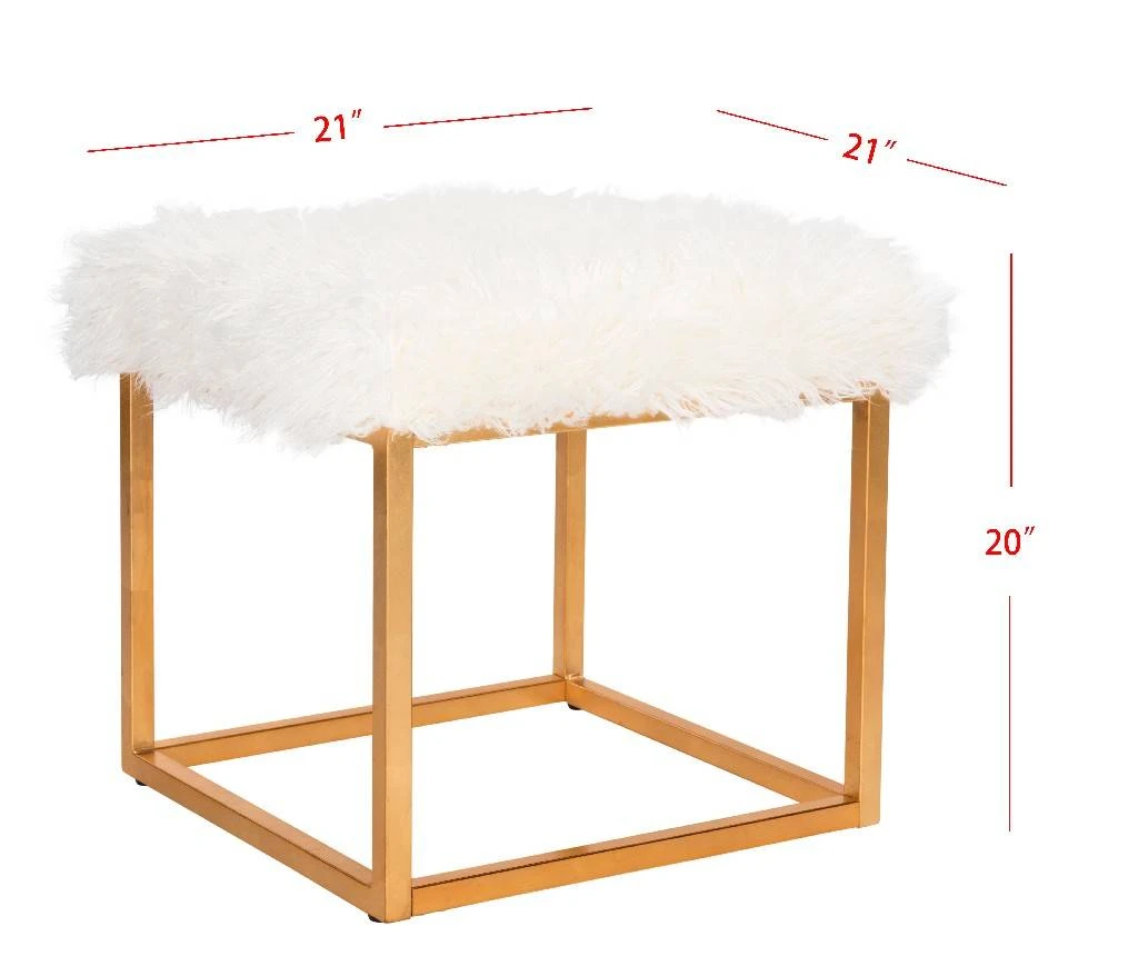 Rowan Contemporary Glam Faux Sheepkin Square Ottoman In White - Safavieh FOX6288C 7 Rowan Contemporary Glam Faux Sheepkin Square Ottoman In White - Safavieh FOX6288C - Image 5