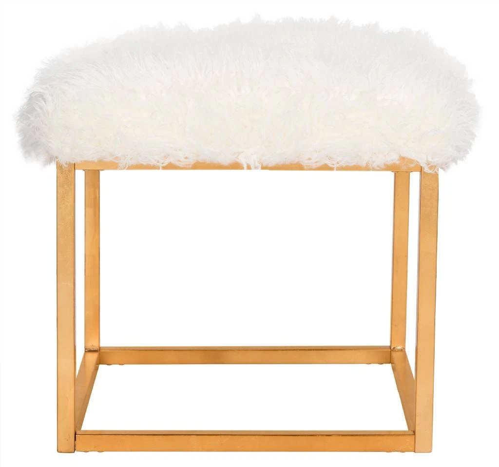 Rowan Contemporary Glam Faux Sheepkin Square Ottoman In White - Safavieh FOX6288C 3 Rowan Contemporary Glam Faux Sheepkin Square Ottoman In White - Safavieh FOX6288C