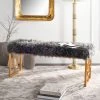 Mera Faux Sheepskin Bench In Grey - Safavieh FOX6291A -Safavieh Homeware 187 fox6291a room