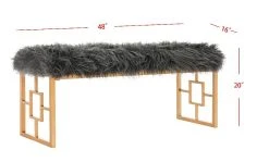 Mera Faux Sheepskin Bench In Grey - Safavieh FOX6291A -Safavieh Homeware 187 fox6291a side