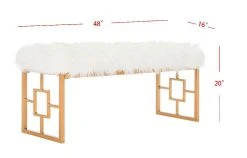Mera Faux Sheepskin Bench In White - Safavieh FOX6291B -Safavieh Homeware 187 fox6291b side