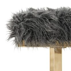 Maia Faux Sheepskin Bench In Grey - Safavieh FOX6292A -Safavieh Homeware 187 fox6292a detail