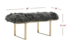 Maia Faux Sheepskin Bench In Grey - Safavieh FOX6292A -Safavieh Homeware 187 fox6292a side