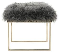 Maia Faux Sheepskin Bench In Grey - Safavieh FOX6292A -Safavieh Homeware 187 fox6292a side2