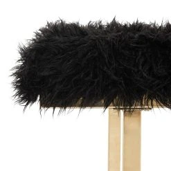 Maia Faux Sheepskin Bench In Black - Safavieh FOX6292B -Safavieh Homeware 187 fox6292b detail