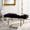 Maia Faux Sheepskin Bench In Black - Safavieh FOX6292B -Safavieh Homeware 187 fox6292b room