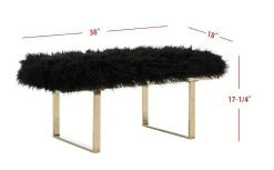 Maia Faux Sheepskin Bench In Black - Safavieh FOX6292B -Safavieh Homeware 187 fox6292b side
