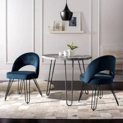 Jora Velvet Retro Dining Chair In Navy - Safavieh FOX6296A-SET2 5 Jora Velvet Retro Dining Chair In Navy - Safavieh FOX6296A-SET2 -Safavieh Homeware 187 fox6296a set2 room