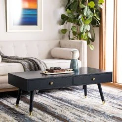 Levinson Gold Cap Coffee Table In Navy - Safavieh FOX6304C
