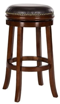 Biagio Swivel Bar Stool In Espresso/Brown - Safavieh FOX7007B 9 Biagio Swivel Bar Stool In Espresso/Brown - Safavieh FOX7007B -Safavieh Homeware 187 fox7007b side