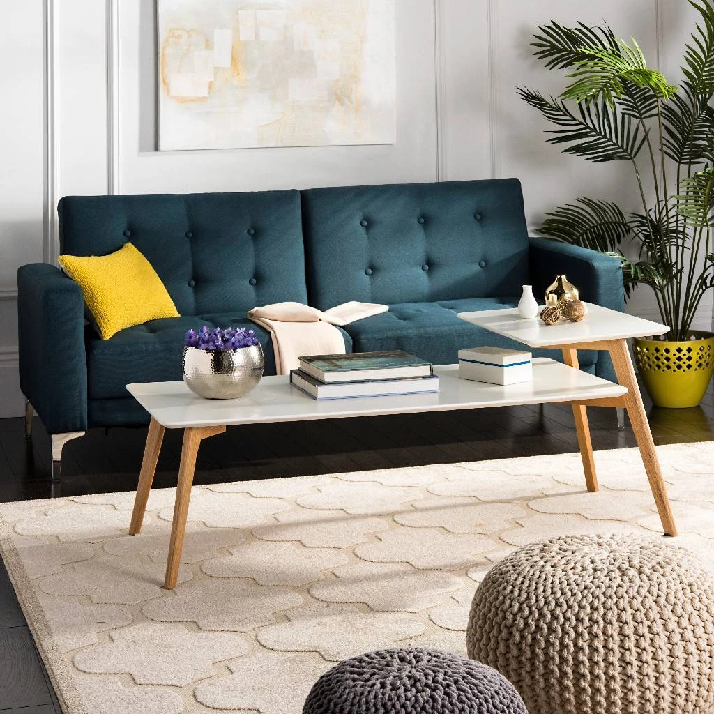 Basil 2 Tier Coffee Table In White - Safavieh FOX8200A 3 Basil 2 Tier Coffee Table In White - Safavieh FOX8200A