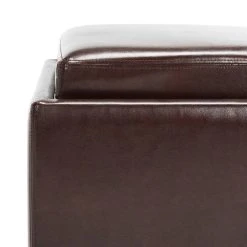 Bobbi Tray Storage Ottoman In Java/Cordovan - Safavieh HUD4006A -Safavieh Homeware 187 hud4006a detail