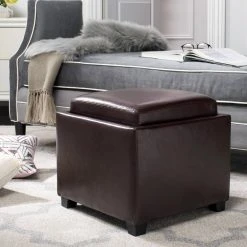 Bobbi Tray Storage Ottoman In Java/Cordovan - Safavieh HUD4006A