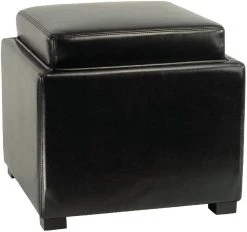 Bobbi Tray Storage Ottoman In Java/Black - Safavieh HUD4006B