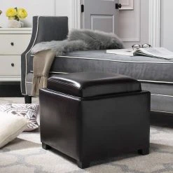 Bobbi Tray Storage Ottoman In Java/Brown - Safavieh HUD4006E