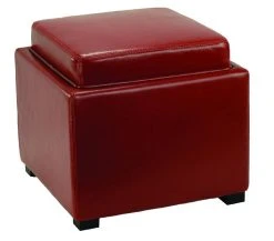 Bobbi Tray Storage Ottoman In Java/Red - Safavieh HUD4006R