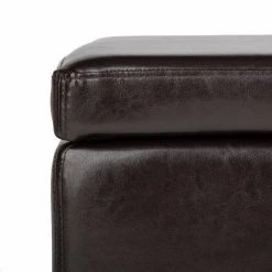Jonathan Flip Top Ottoman In Black/Brown - Safavieh HUD4007A -Safavieh Homeware 187 hud4007a detail
