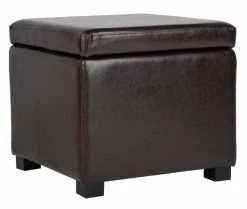 Jonathan Flip Top Ottoman In Black/Brown - Safavieh HUD4007A -Safavieh Homeware 187 hud4007a side