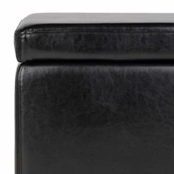 Jonathan Flip Top Ottoman In Black/Black - Safavieh HUD4007B -Safavieh Homeware 187 hud4007b detail