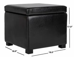 Jonathan Flip Top Ottoman In Black/Black - Safavieh HUD4007B -Safavieh Homeware 187 hud4007b dim