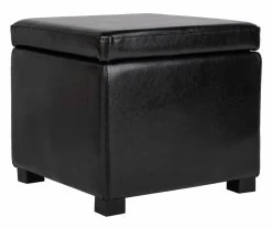 Jonathan Flip Top Ottoman In Black/Black - Safavieh HUD4007B -Safavieh Homeware 187 hud4007b side