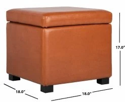 Jonathan Flip Top Ottoman In Black/Saddle - Safavieh HUD4007C -Safavieh Homeware 187 hud4007c dim