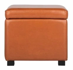Jonathan Flip Top Ottoman In Black/Saddle - Safavieh HUD4007C -Safavieh Homeware 187 hud4007c front