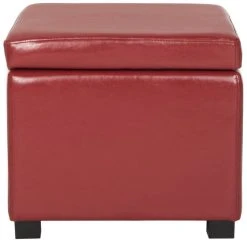 Jonathan Flip Top Ottoman In Black/Red - Safavieh HUD4007R -Safavieh Homeware 187 hud4007r front