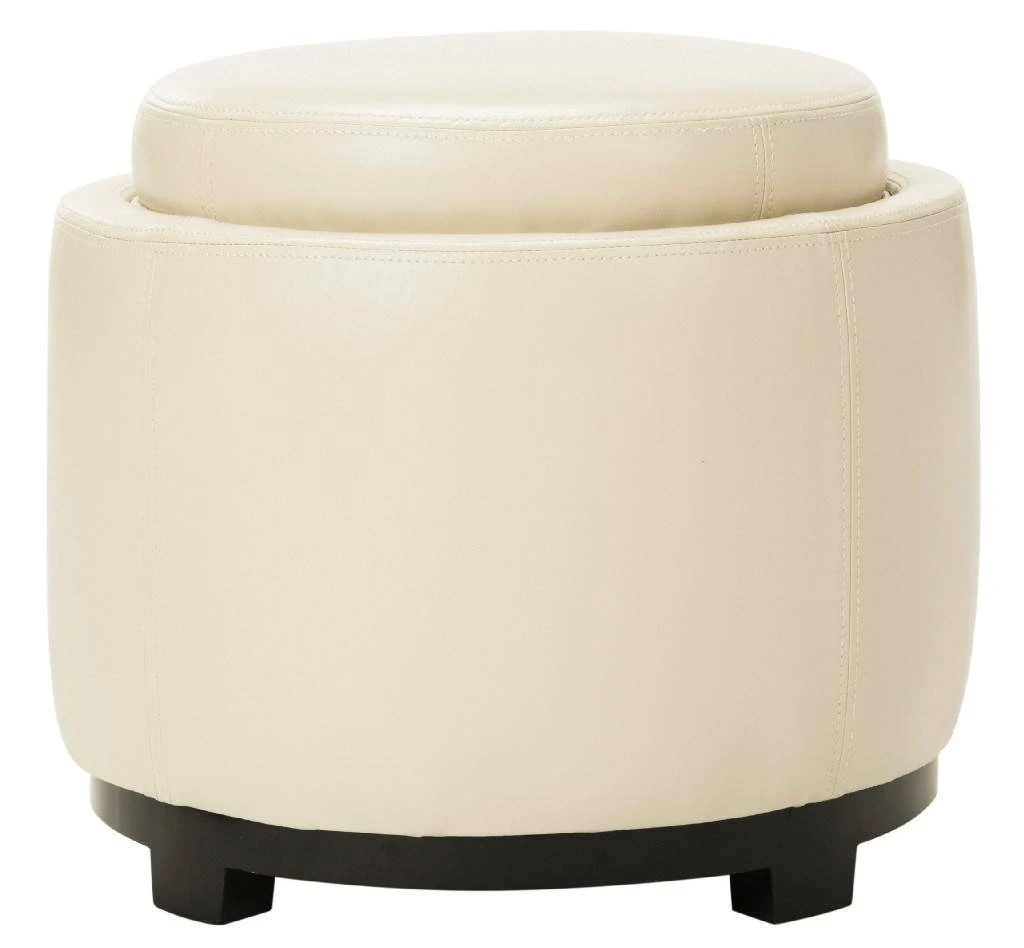 Round Storage Tray Ottoman In Black/Off White - Safavieh HUD4045D 4 Round Storage Tray Ottoman In Black/Off White - Safavieh HUD4045D - Image 2