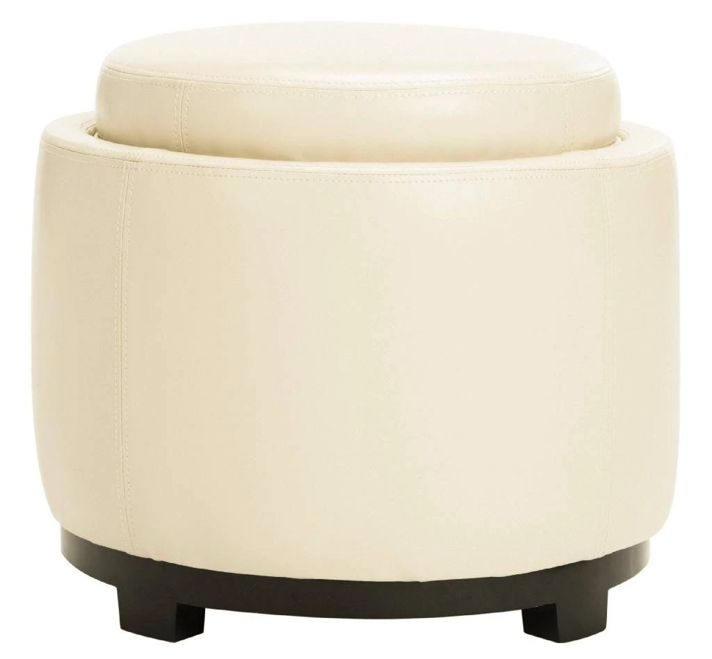 Round Storage Tray Ottoman In Black/Off White - Safavieh HUD4045D 6 Round Storage Tray Ottoman In Black/Off White - Safavieh HUD4045D - Image 4