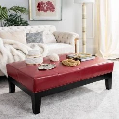 Jordan Cocktail Ottoman In Black/Red - Safavieh HUD4066R