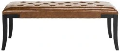 Tyler Bench In Black/ Saddle - Safavieh HUD4069C -Safavieh Homeware 187 hud4069c front