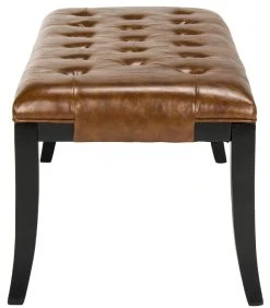 Tyler Bench In Black/ Saddle - Safavieh HUD4069C -Safavieh Homeware 187 hud4069c side2