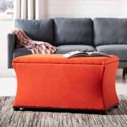 Aroura Storage Bench In Black/Orange - Safavieh HUD4071D