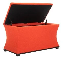 Aroura Storage Bench In Black/Orange - Safavieh HUD4071D -Safavieh Homeware 187 hud4071d side
