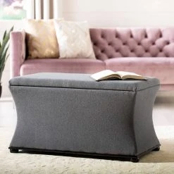 Aroura Storage Bench In Black/Grey - Safavieh HUD4071E