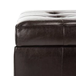 Large Manhattan Storage Bench In Brown/Black - Safavieh HUD4200A -Safavieh Homeware 187 hud4200a detail